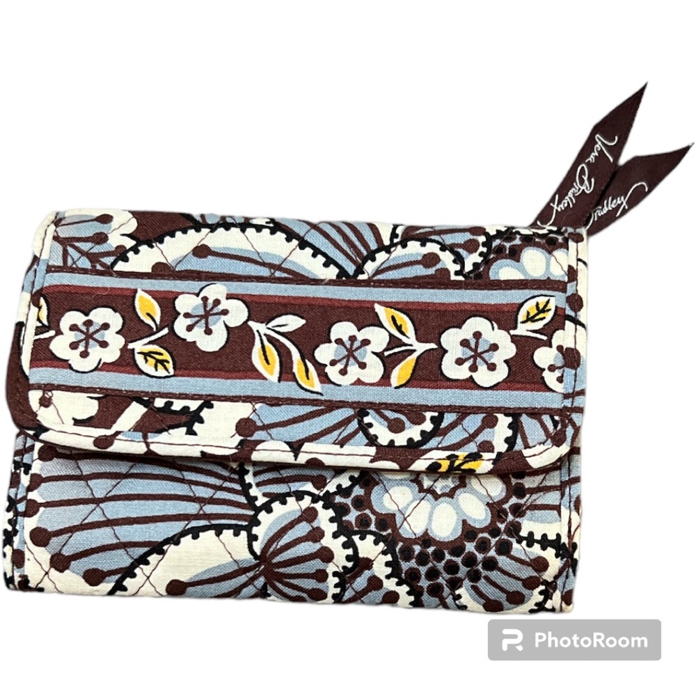 Vera Bradley Slate Blooms retired wallet snap zippered change compartment